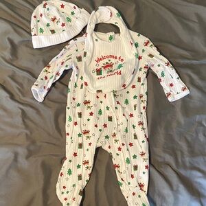 Festive White Baby One Piece Set